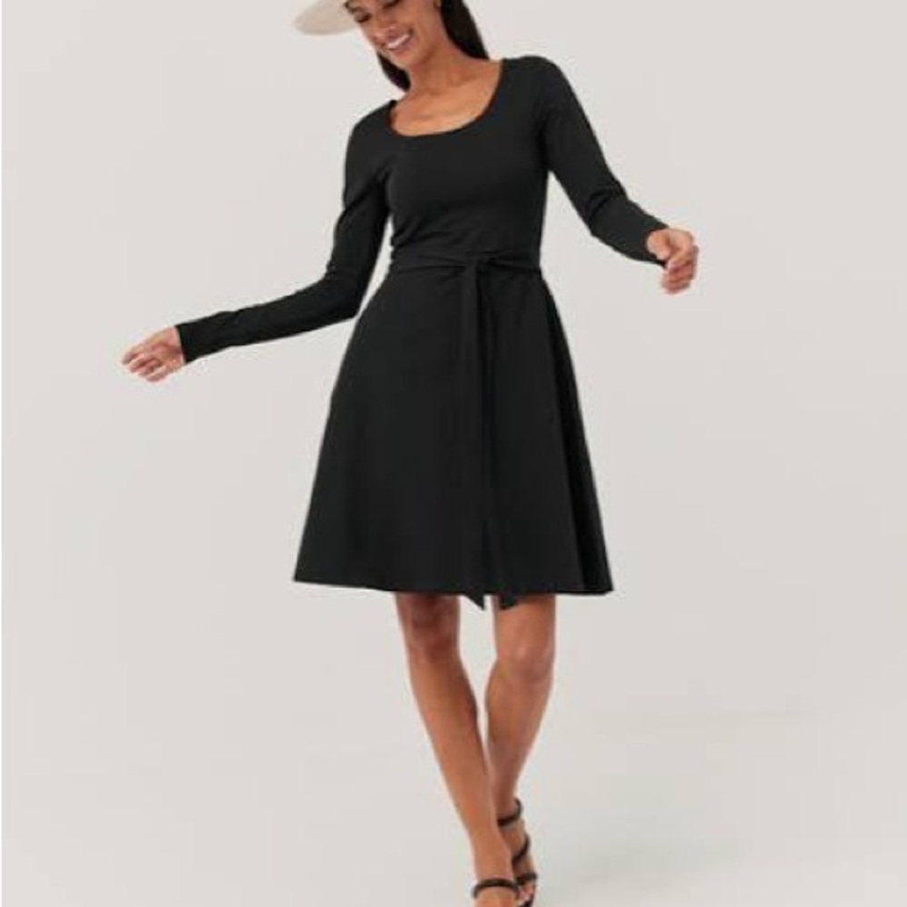 Pact Black Skylar Tie Fit & Flare Dress